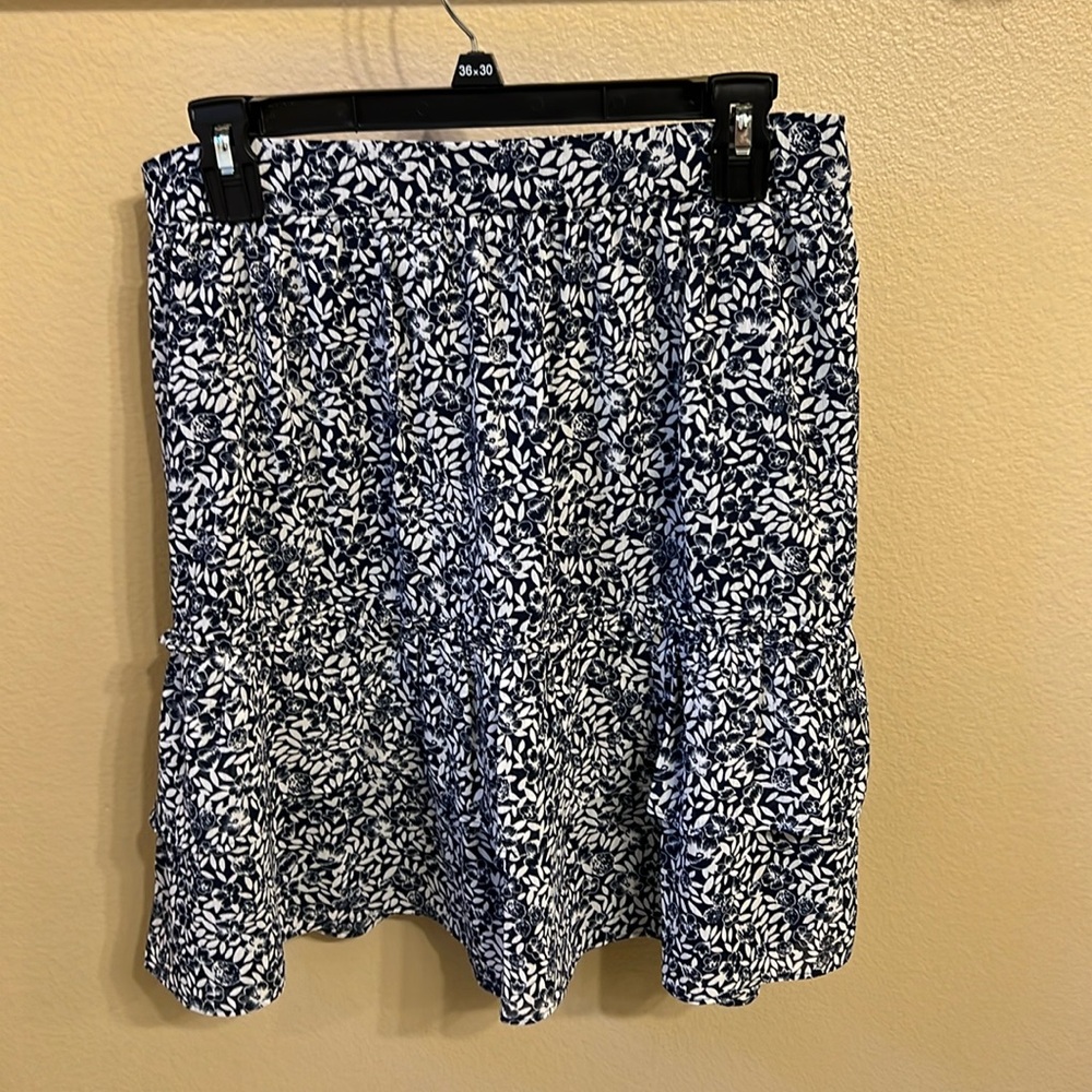 NWT J Crew Blue & White Tiered Skirt Medium